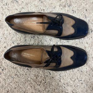 Vintage San Remo Dress Oxfords Shoes Wingtip Captoe 2 Tone